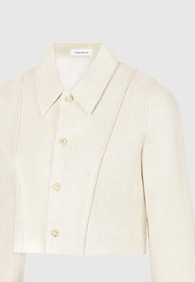 Manire De Voir Matching Sets Manire De Voir Woman Linen Pintuck Cropped Shirt 8211 Natural