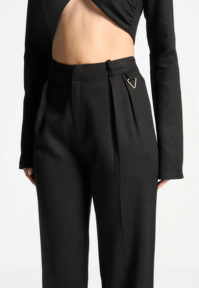 Manire De Voir Matching Sets Manire De Voir Woman Linen Twin Pleat Trousers 8211 Black