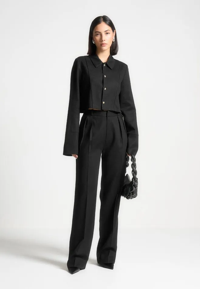 Manire De Voir Matching Sets Manire De Voir Woman Linen Twin Pleat Trousers 8211 Black