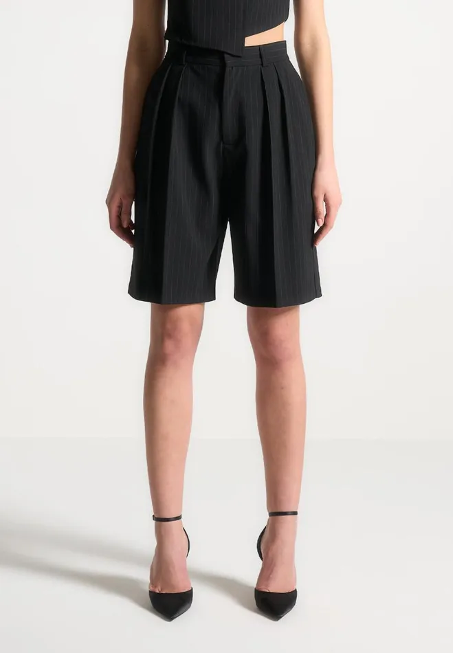Manire De Voir Matching Sets Manire De Voir Woman Pinstripe Tailored City Shorts 8211 Black