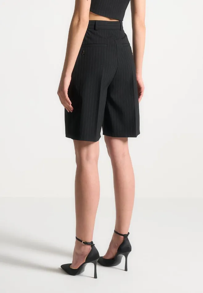 Manire De Voir Matching Sets Manire De Voir Woman Pinstripe Tailored City Shorts 8211 Black
