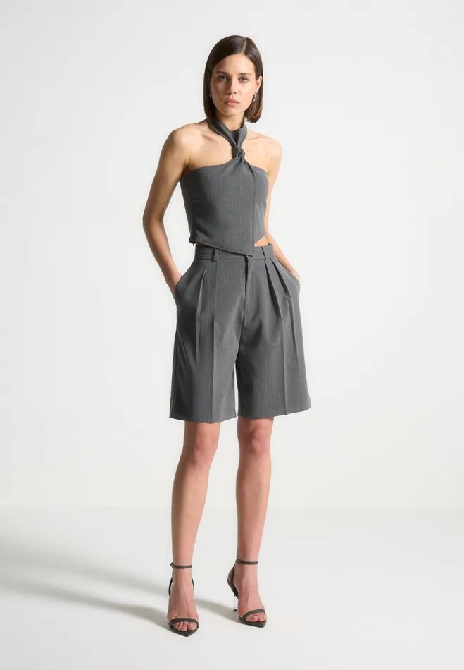Manire De Voir Matching Sets Manire De Voir Woman Pinstripe Tailored City Shorts 8211 Grey