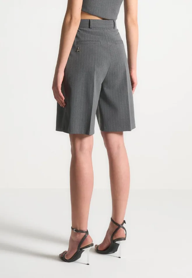 Manire De Voir Matching Sets Manire De Voir Woman Pinstripe Tailored City Shorts 8211 Grey
