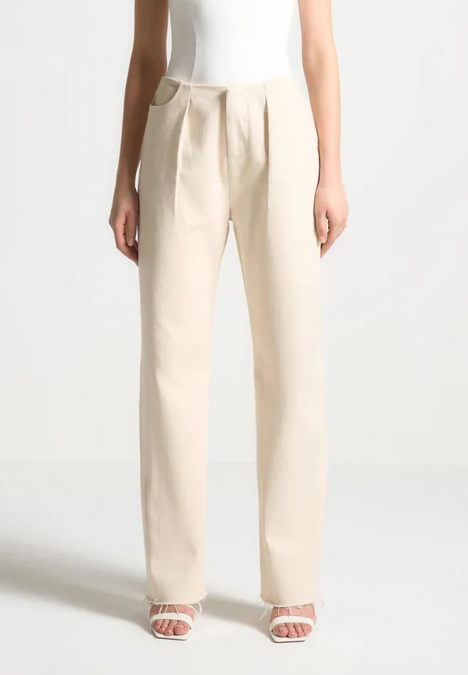 Manire De Voir Matching Sets Manire De Voir Woman Pleated Boyfriend Jeans 8211 Cream