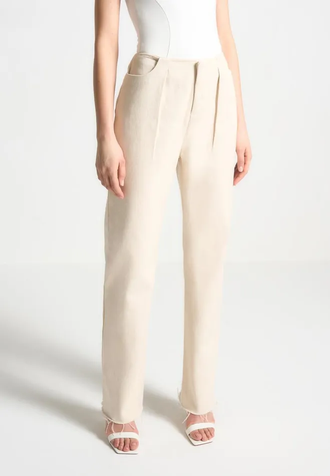 Manire De Voir Matching Sets Manire De Voir Woman Pleated Boyfriend Jeans 8211 Cream
