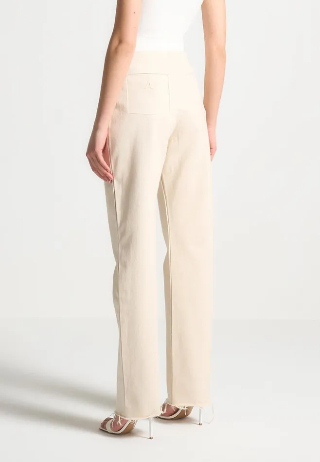 Manire De Voir Matching Sets Manire De Voir Woman Pleated Boyfriend Jeans 8211 Cream