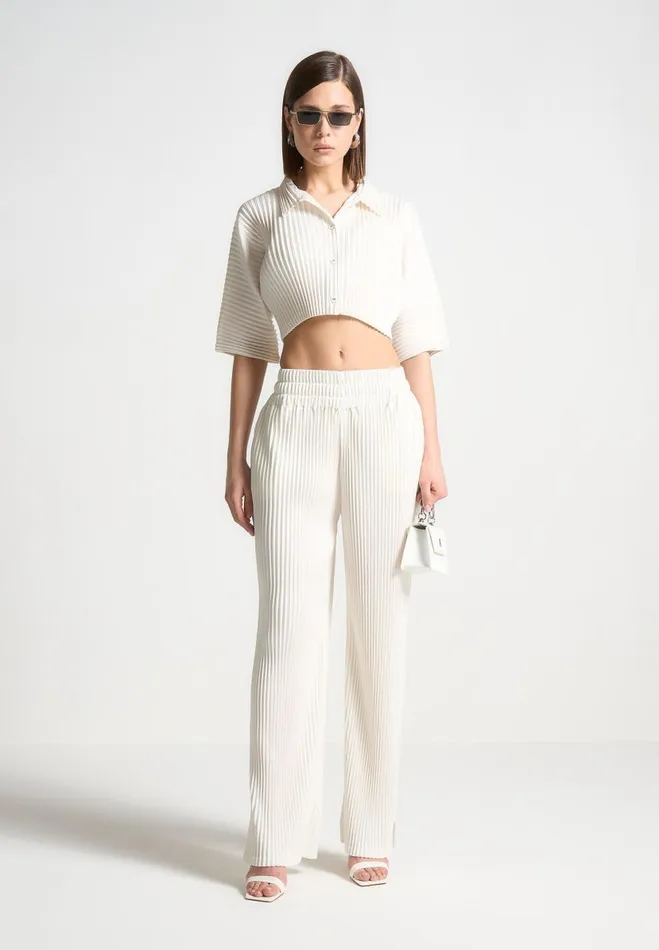Manire De Voir Matching Sets Manire De Voir Woman Pleated Cropped Shirt 8211 Off White