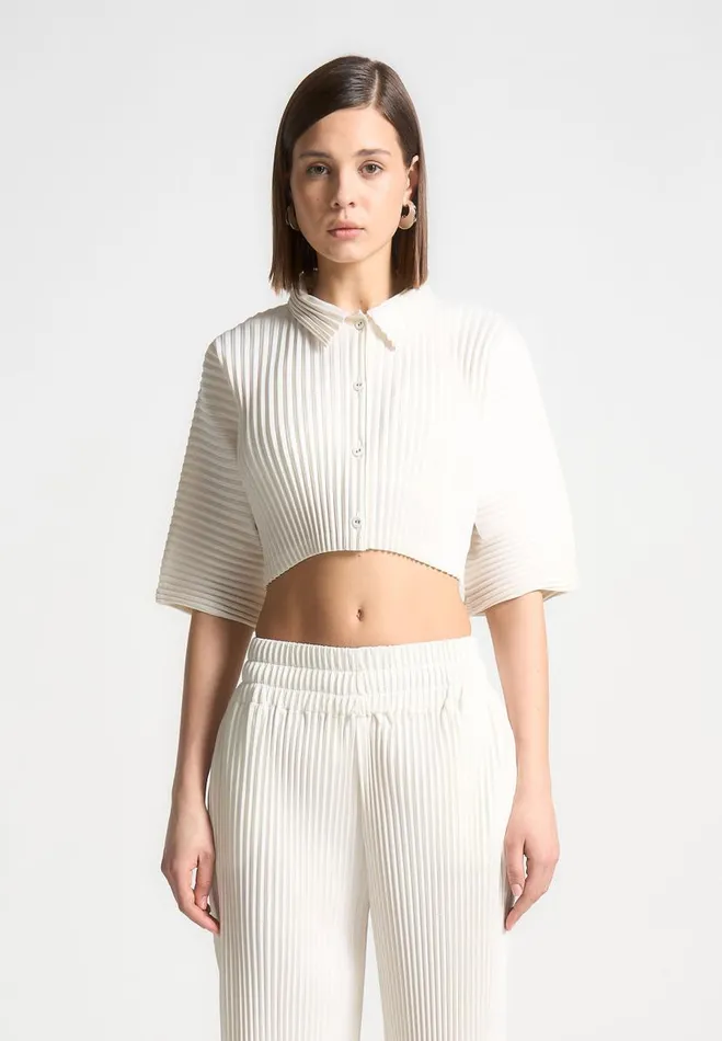 Manire De Voir Matching Sets Manire De Voir Woman Pleated Cropped Shirt 8211 Off White