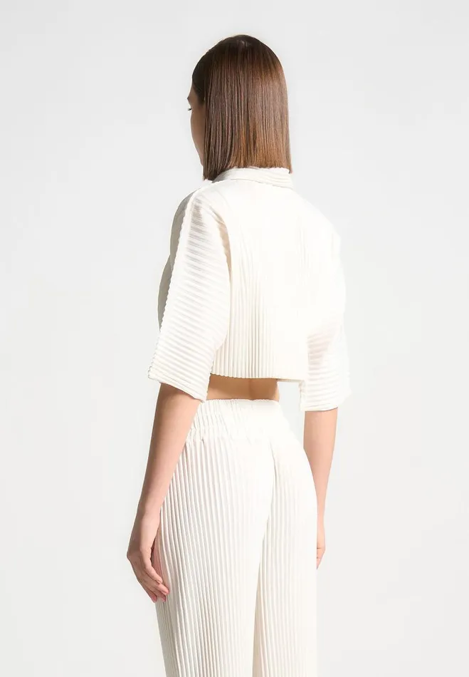 Manire De Voir Matching Sets Manire De Voir Woman Pleated Cropped Shirt 8211 Off White