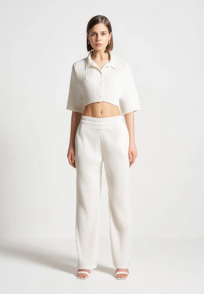 Manire De Voir Matching Sets Manire De Voir Woman Pleated Cropped Shirt 8211 Off White