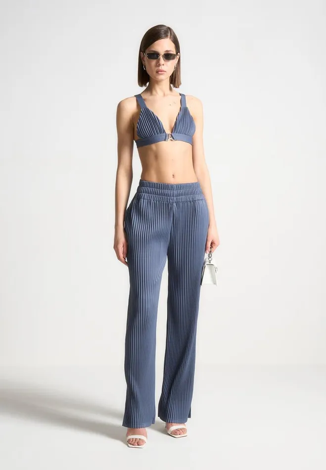Manire De Voir Matching Sets Manire De Voir Woman Pleated Eiffel Bralette 8211 Steel Blue