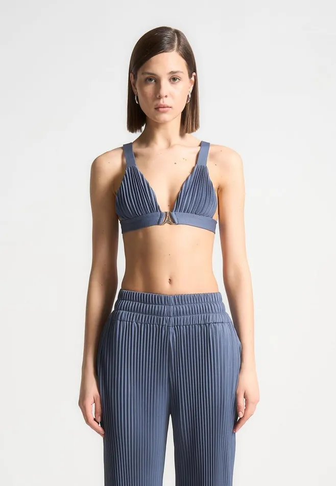 Manire De Voir Matching Sets Manire De Voir Woman Pleated Eiffel Bralette 8211 Steel Blue