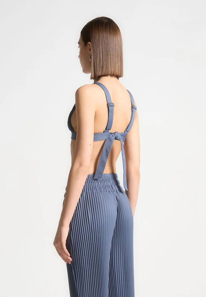 Manire De Voir Matching Sets Manire De Voir Woman Pleated Eiffel Bralette 8211 Steel Blue