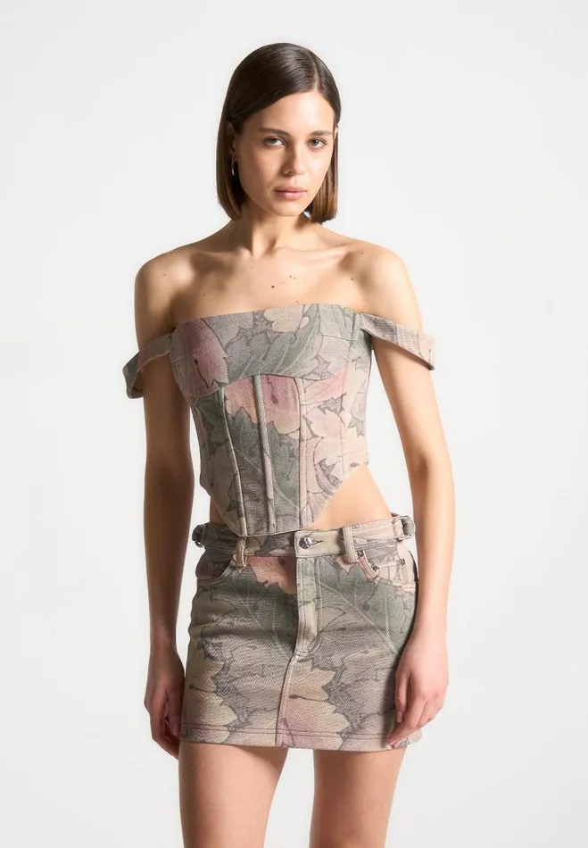 Manire De Voir Matching Sets Manire De Voir Woman Renaissance Camo Bardot Corset Top 8211 Multi Manire De Voir Matching Sets Manire De Voir Woman Renaissance Camo Bardot Corset Top 8211 Multi