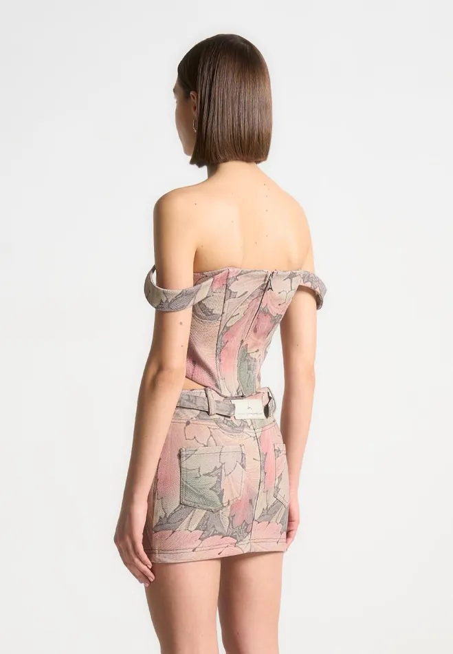 Manire De Voir Matching Sets Manire De Voir Woman Renaissance Camo Bardot Corset Top 8211 Multi