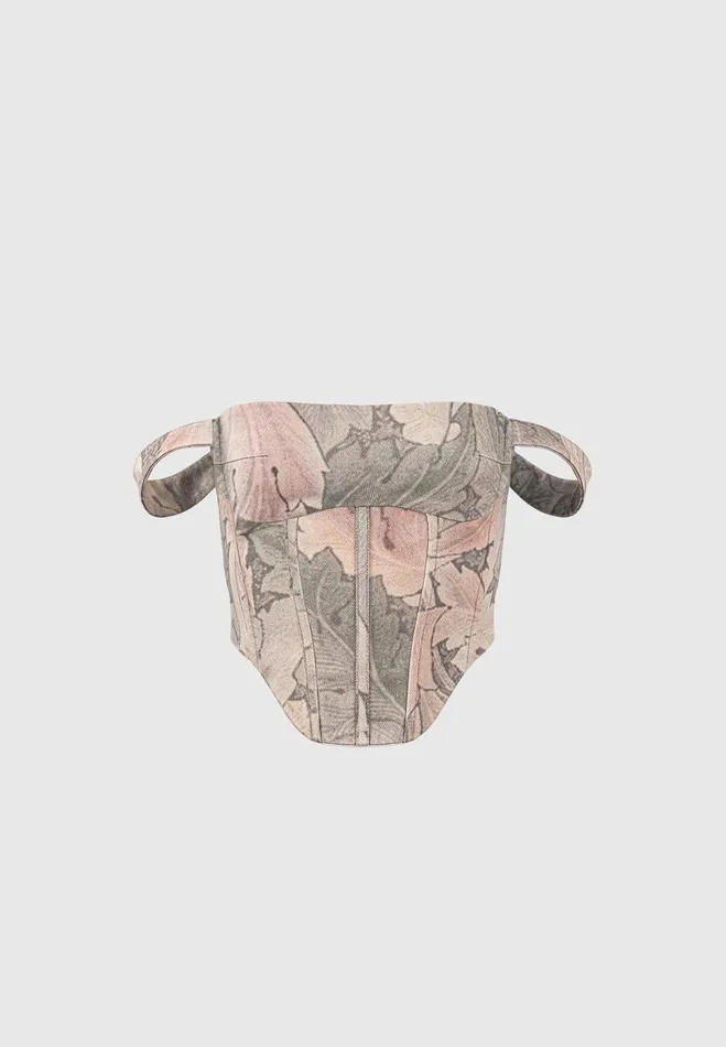 Manire De Voir Matching Sets Manire De Voir Woman Renaissance Camo Bardot Corset Top 8211 Multi