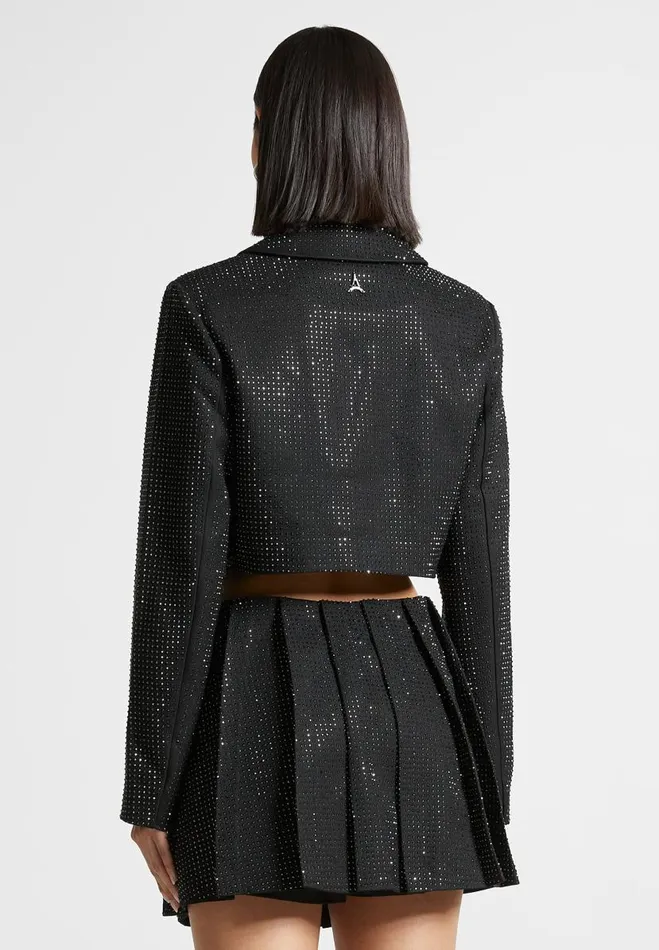 Manire De Voir Matching Sets Manire De Voir Woman Rhinestone Cropped Blazer 8211 Black