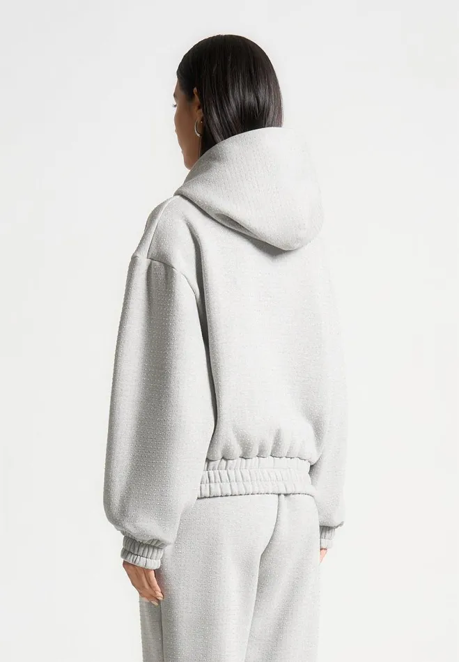 Manire De Voir Matching Sets Manire De Voir Woman Rhinestone Zip Through Hoodie 8211 Grey
