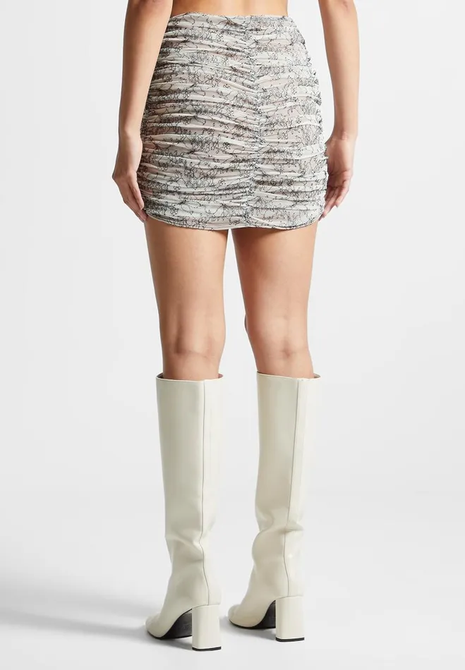 Manire De Voir Matching Sets Manire De Voir Woman Ruched Lace Asymmetric Mini Skirt 8211 Off White