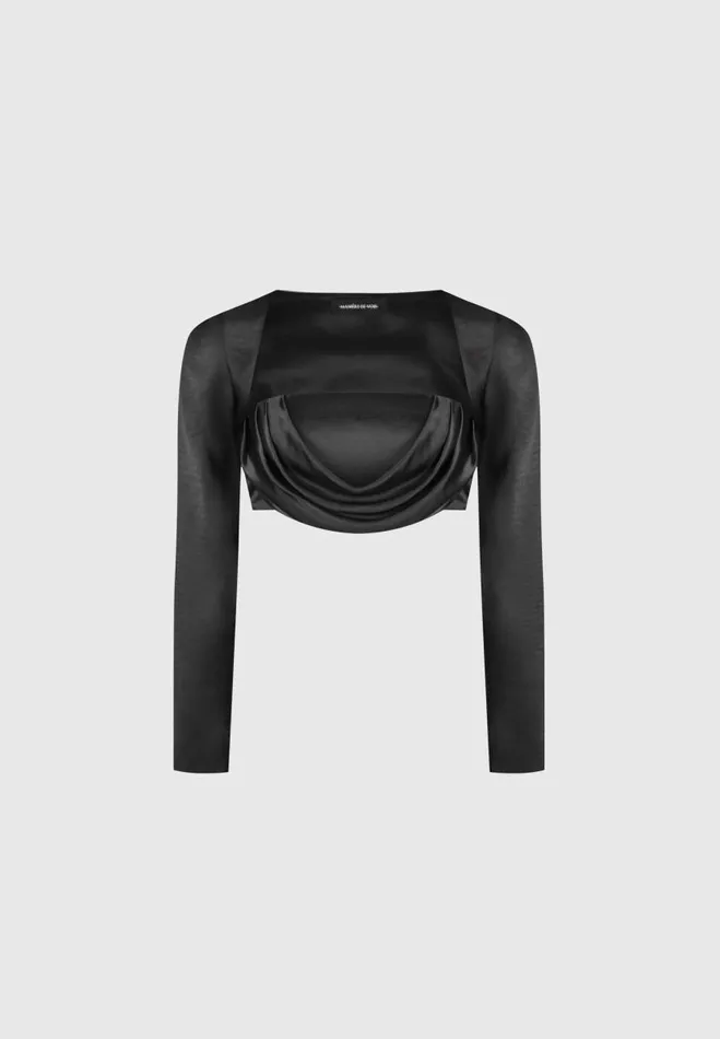 Manire De Voir Matching Sets Manire De Voir Woman Satin Drape Bandeau Bolero Top 8211 Black