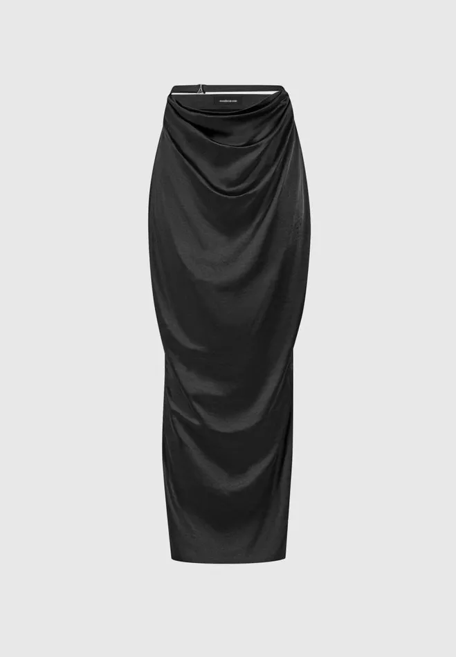 Manire De Voir Matching Sets Manire De Voir Woman Satin Drape Belted Maxi Skirt 8211 Black