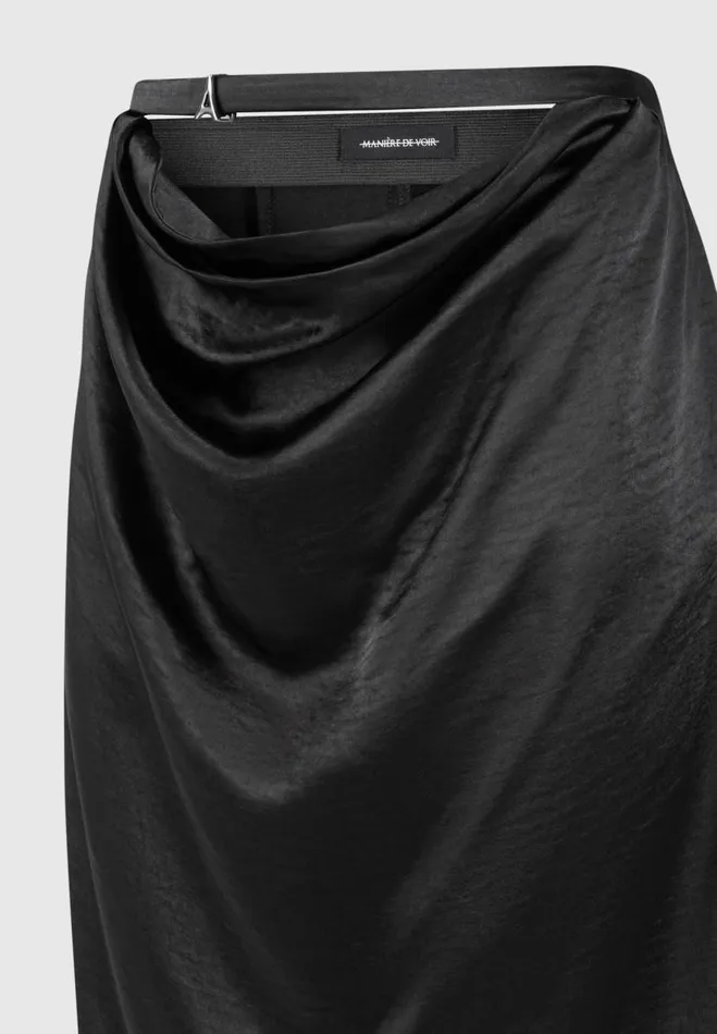 Manire De Voir Matching Sets Manire De Voir Woman Satin Drape Belted Maxi Skirt 8211 Black
