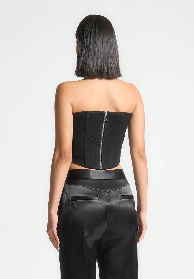 Manire De Voir Matching Sets Manire De Voir Woman Satin Pintuck Bandeau Corset Top 8211 Black