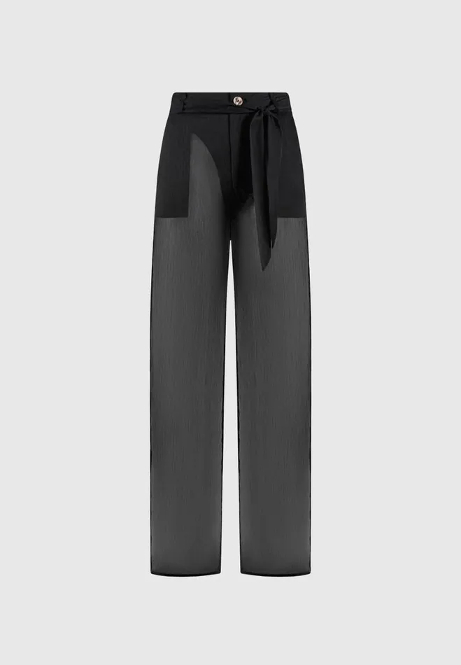 Manire De Voir Matching Sets Manire De Voir Woman Sheer Belted Trousers 8211 Black