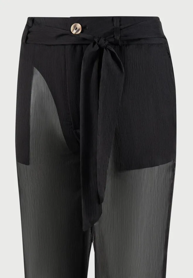 Manire De Voir Matching Sets Manire De Voir Woman Sheer Belted Trousers 8211 Black