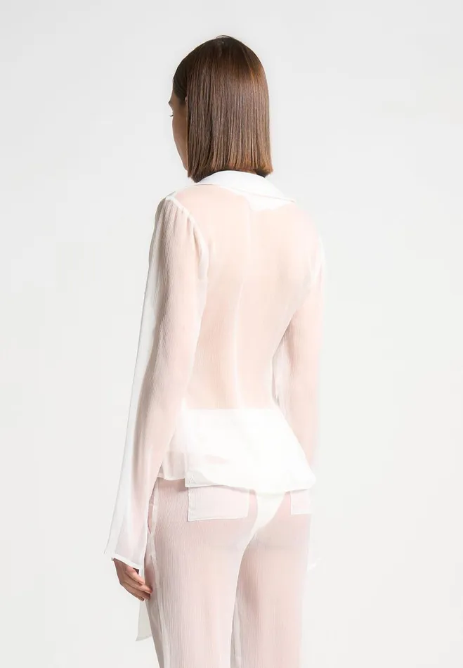 Manire De Voir Matching Sets Manire De Voir Woman Sheer Shirt With Clasp 8211 White