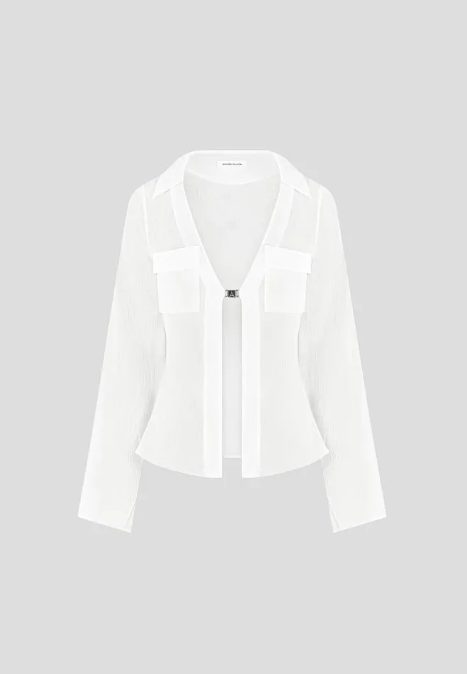 Manire De Voir Matching Sets Manire De Voir Woman Sheer Shirt With Clasp 8211 White