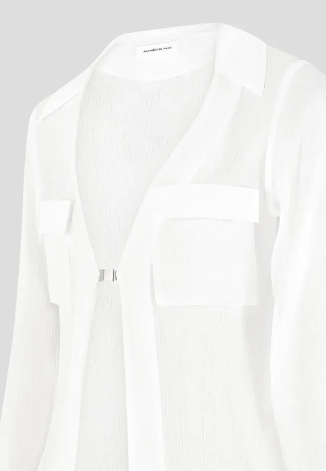 Manire De Voir Matching Sets Manire De Voir Woman Sheer Shirt With Clasp 8211 White
