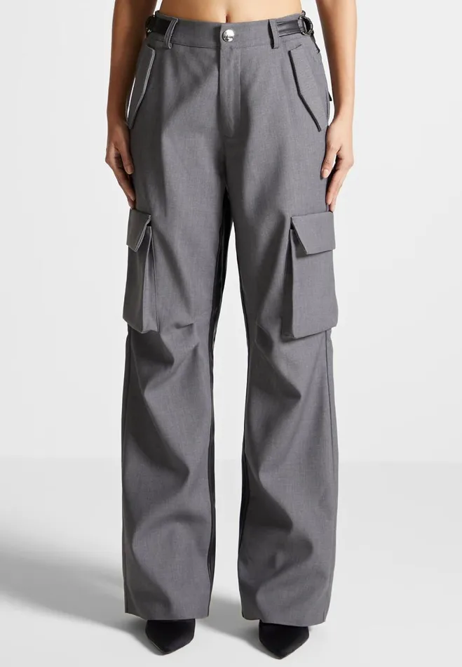 Manire De Voir Matching Sets Manire De Voir Woman Tailored Cargo Trousers 8211 GreyBlack