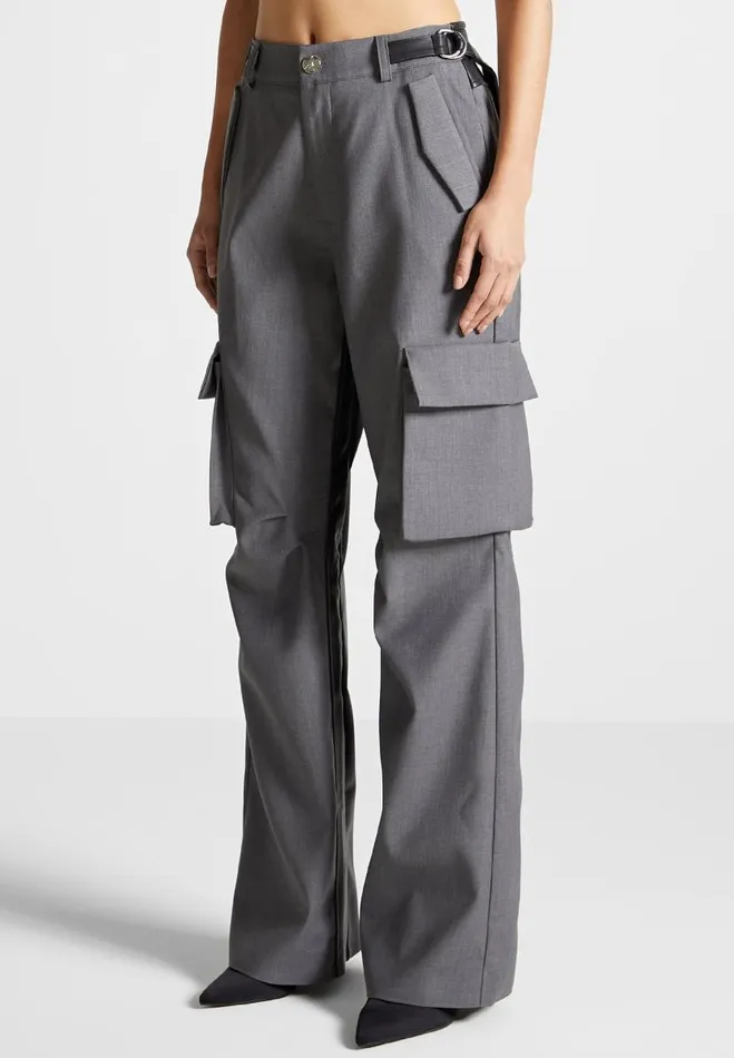 Manire De Voir Matching Sets Manire De Voir Woman Tailored Cargo Trousers 8211 GreyBlack