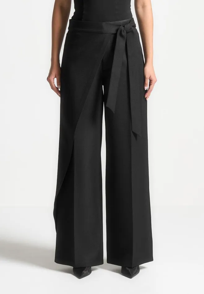 Manire De Voir Matching Sets Manire De Voir Woman Tailored Wrap Trousers With Tie 8211 Black