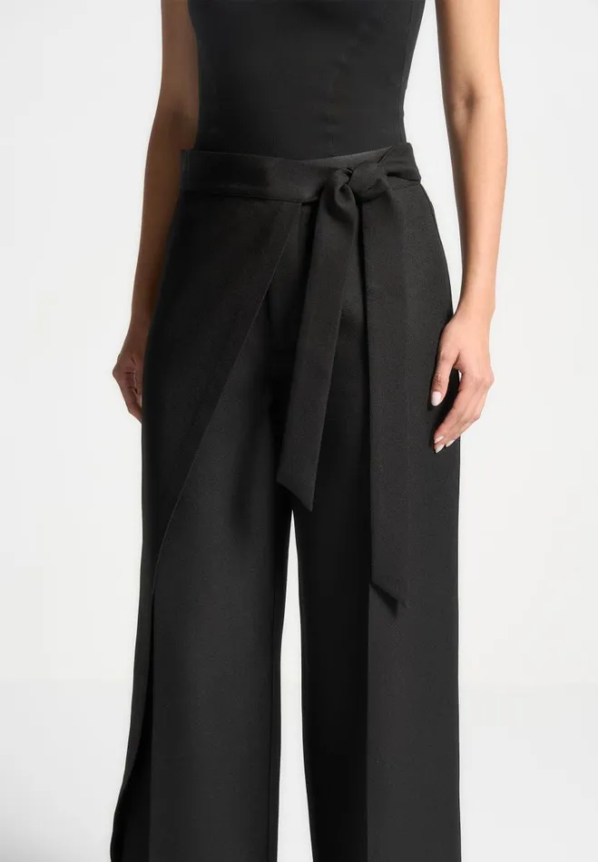 Manire De Voir Matching Sets Manire De Voir Woman Tailored Wrap Trousers With Tie 8211 Black