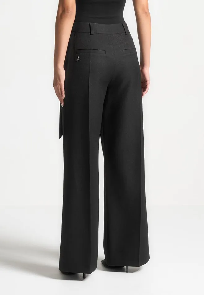 Manire De Voir Matching Sets Manire De Voir Woman Tailored Wrap Trousers With Tie 8211 Black
