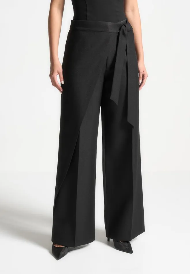 Manire De Voir Matching Sets Manire De Voir Woman Tailored Wrap Trousers With Tie 8211 Black