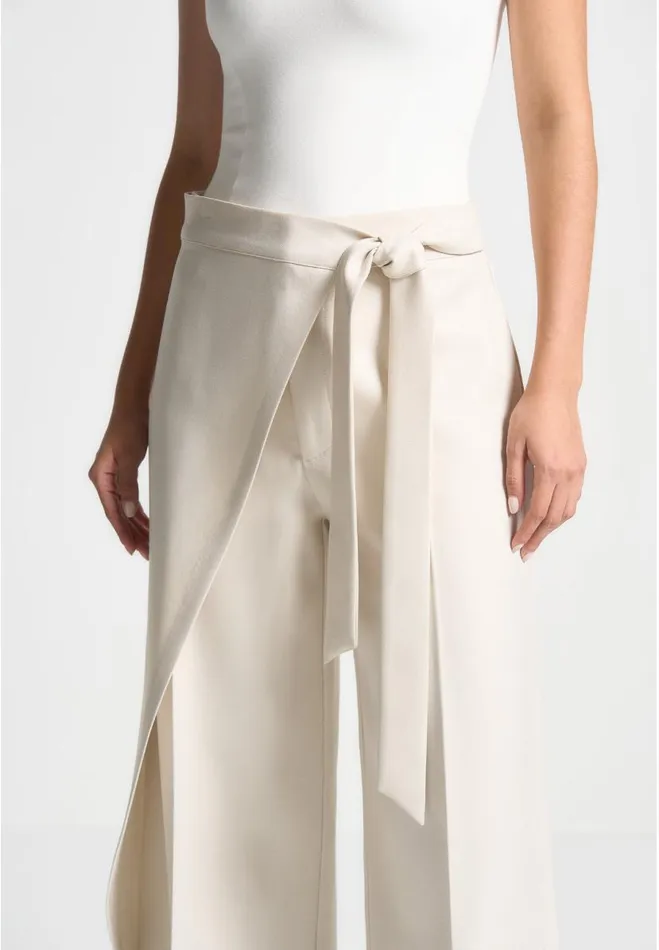 Manire De Voir Matching Sets Manire De Voir Woman Tailored Wrap Trousers With Tie 8211 Light Beige