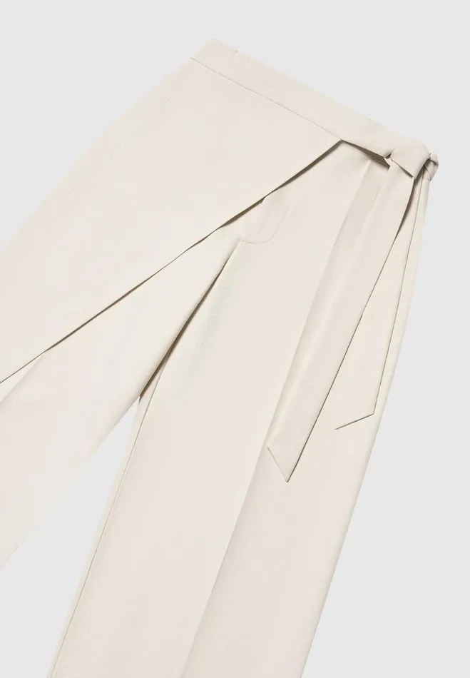 Manire De Voir Matching Sets Manire De Voir Woman Tailored Wrap Trousers With Tie 8211 Light Beige