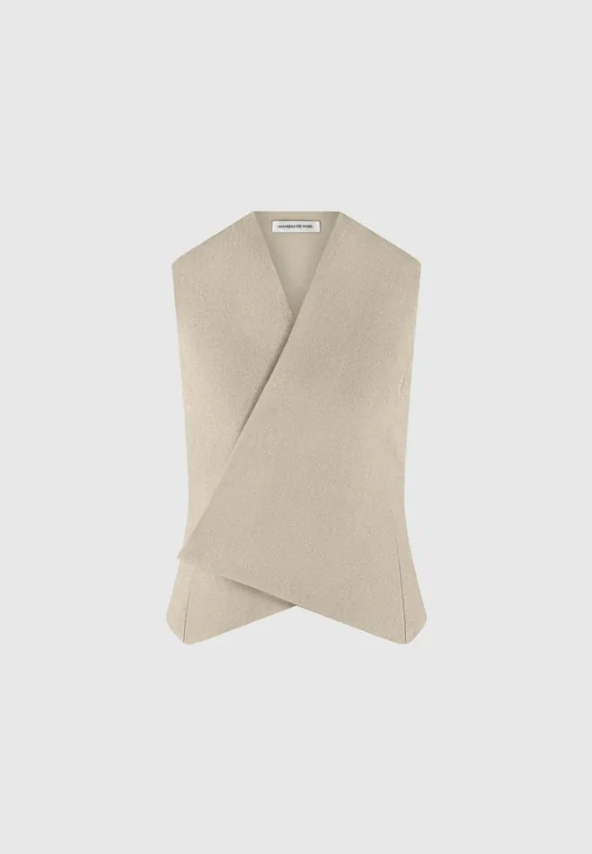Manire De Voir Matching Sets Manire De Voir Woman Tailored Wrap Waistcoat 8211 Beige