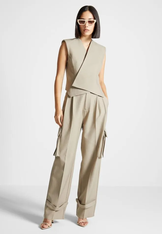 Manire De Voir Matching Sets Manire De Voir Woman Tailored Wrap Waistcoat 8211 Beige