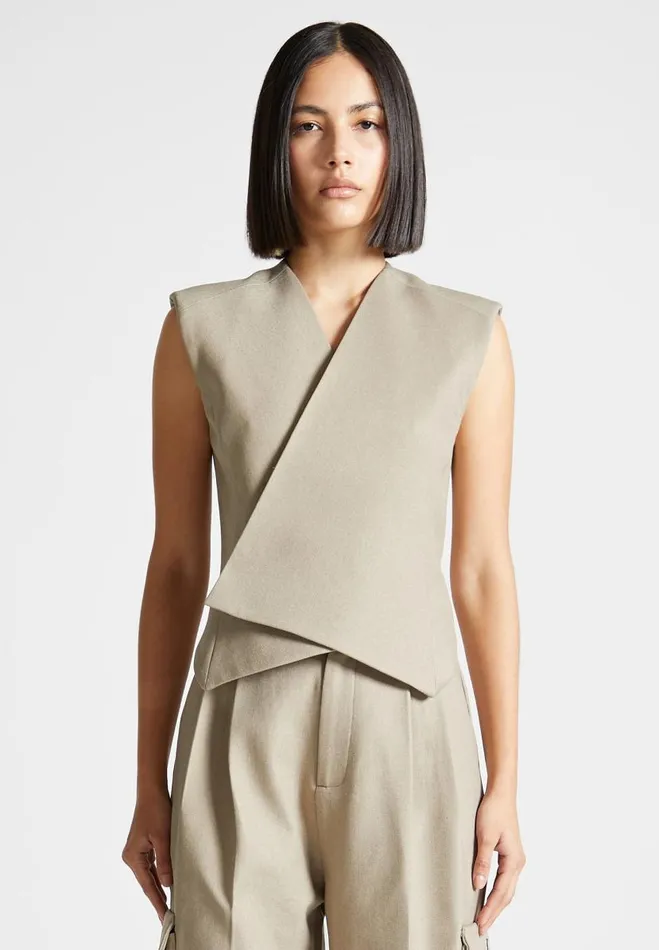 Manire De Voir Matching Sets Manire De Voir Woman Tailored Wrap Waistcoat 8211 Beige
