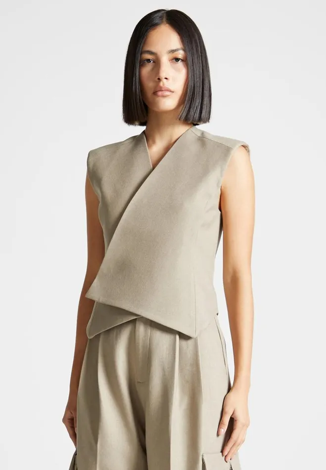 Manire De Voir Matching Sets Manire De Voir Woman Tailored Wrap Waistcoat 8211 Beige