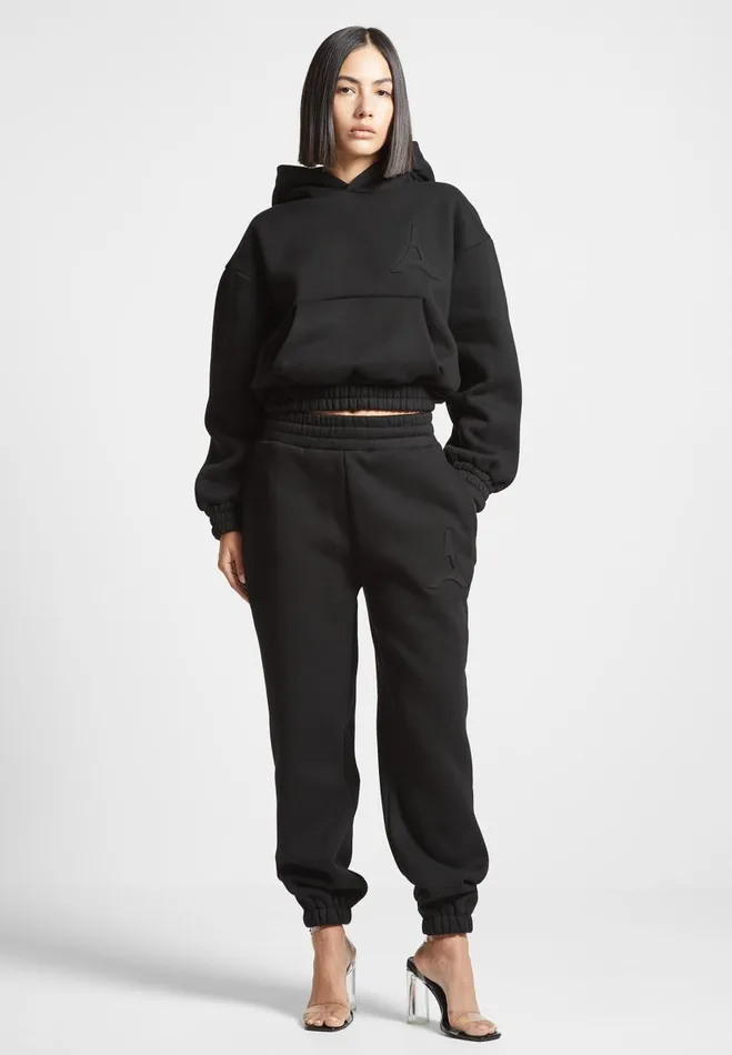 Manire De Voir Matching Sets Manire De Voir Woman ternelle 420GSM Eiffel Embossed Joggers 8211 Black