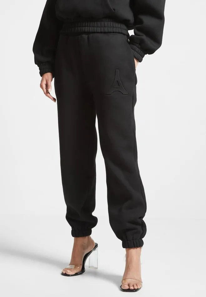 Manire De Voir Matching Sets Manire De Voir Woman ternelle 420GSM Eiffel Embossed Joggers 8211 Black