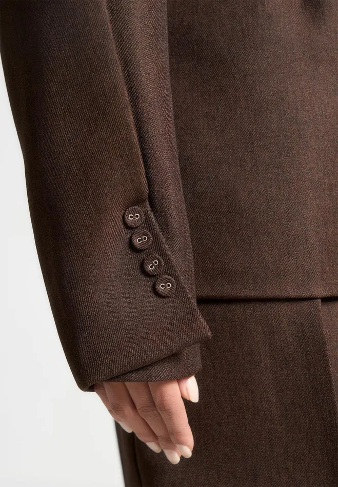 Manire De Voir Matching Sets Manire De Voir Woman Twist Sleeve Tailored Blazer With Belt 8211 Brown