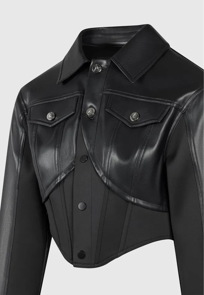 Manire De Voir Matching Sets Manire De Voir Woman Vegan Leather Contour Jacket 8211 Black