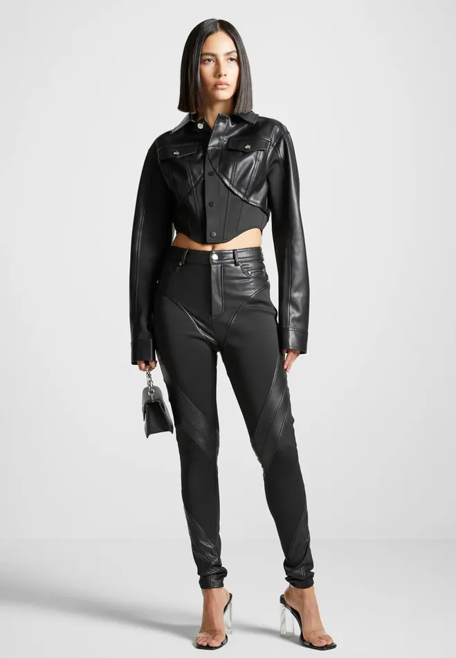 Manire De Voir Matching Sets Manire De Voir Woman Vegan Leather Contour Leggings 8211 Black Manire De Voir Matching Sets Manire De Voir Woman Vegan Leather Contour Leggings 8211 Black