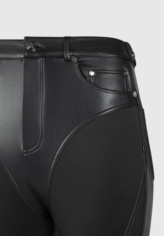 Manire De Voir Matching Sets Manire De Voir Woman Vegan Leather Contour Leggings 8211 Black